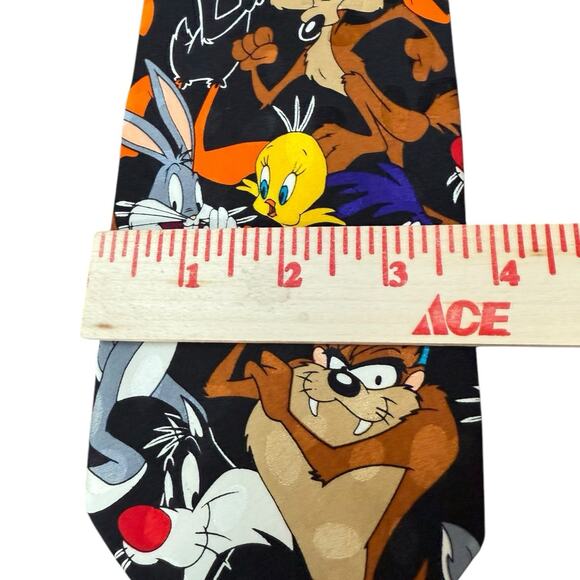 VTG Looney Tunes 1994 Silk Tie Bugs‎ Taz Sylvester Tweety Wile e Road Runner - Picture 7 of 11